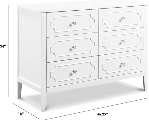 DaVinci Regency 6-Drawer Modern Pine Wood and MDF Dresser in White in Saudi Arabia