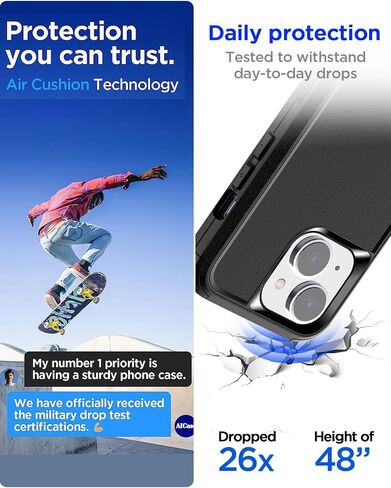 AICase Belt Holster Case Compatible with iPhone 15 +Glass Protector+Camera Lens,Heavy Duty 3-Layer Pocket-Friendly Durable Military Grade Protection Shockproof/DropProof Protective Cover 6.1" in Saudi Arabia