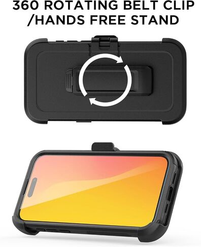 AICase Belt Holster Case Compatible with iPhone 15 +Glass Protector+Camera Lens,Heavy Duty 3-Layer Pocket-Friendly Durable Military Grade Protection Shockproof/DropProof Protective Cover 6.1" in Saudi Arabia