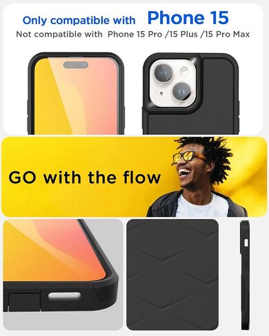 AICase Belt Holster Case Compatible with iPhone 15 +Glass Protector+Camera Lens,Heavy Duty 3-Layer Pocket-Friendly Durable Military Grade Protection Shockproof/DropProof Protective Cover 6.1" in Saudi Arabia