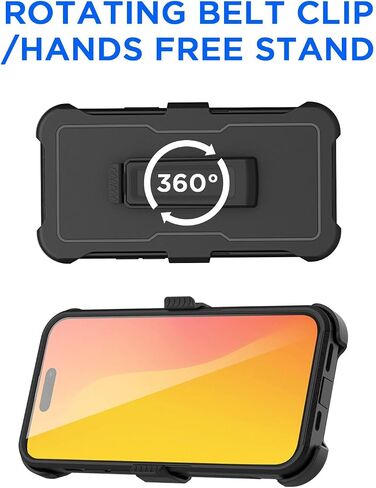 AICase Belt Holster Case Compatible with iPhone 15 +Glass Protector+Camera Lens,Heavy Duty 3-Layer Pocket-Friendly Durable Military Grade Protection Shockproof/DropProof Protective Cover 6.1" in Saudi Arabia