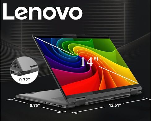 Lenovo Yoga 2-in-1 14" Slim Laptop, 16:10 IPS WUXGA Touchscreen, 12-Core Ultra 5 125U (Beats i7-1270P), Backlit KB, Thunderbolt 4, Wi-Fi 6E, BT5.3, Win11 Pro W/Stylus Pen (16GB RAM | 512GB PCIe SSD) in Saudi Arabia