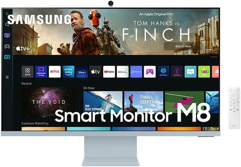 SAMSUNG 27" M80C UHD HDR Smart Computer Monitor Screen with Streaming TV, Slimfit Camera Included, Wireless Remote PC Access, Alexa Built-in (LS27CM801UNXZA),Warm White (Renewed) in Saudi Arabia