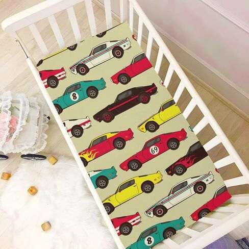 Baby Crib Sheet American Muscle Racing Car Crib Mattress for Boys and Girls Playard Sheet Soft Breathable Fitted Baby Mattress Cover 52x28in in Saudi Arabia