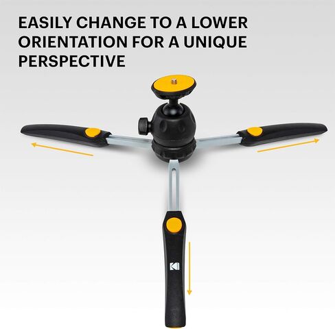 حامل ثلاثي صغير Kodak لـ Luma 75، Luma 150، Luma 350 مع رأس كروي 360 درجة، حامل ثلاثي صغير الحجم قابل للتعديل مقاس 9 بوصات، أرجل بخمسة أوضاع، أقدام مطاطية، جهاز تحكم عن بعد، هاتف ذكي ومحولات كاميرا الحركة متضمنة in Saudi Arabia
