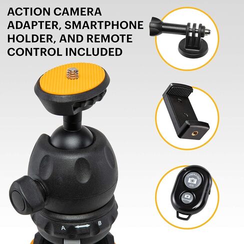 حامل ثلاثي صغير Kodak لـ Luma 75، Luma 150، Luma 350 مع رأس كروي 360 درجة، حامل ثلاثي صغير الحجم قابل للتعديل مقاس 9 بوصات، أرجل بخمسة أوضاع، أقدام مطاطية، جهاز تحكم عن بعد، هاتف ذكي ومحولات كاميرا الحركة متضمنة in Saudi Arabia