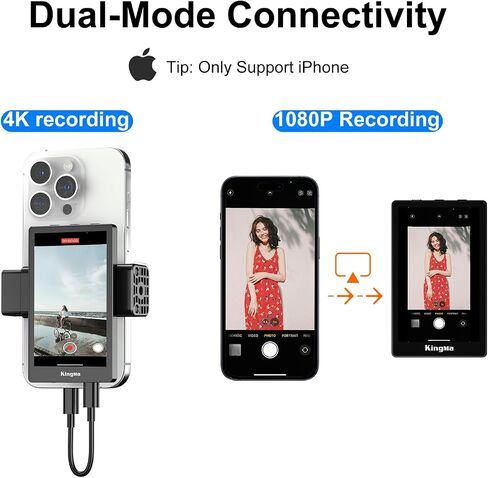 King Ma Mini Monitors Sync Phone Rear Camera Selfie Screen Phone Vlog Selfie Monitor Screen with Magnetic Phone Clip and Bluetooth Remote for Selfie Vlog Live Stream TikTok YouTube Twitter in Saudi Arabia