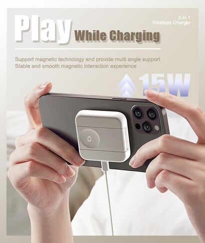 3 in 1 Magnetic Charger Stand [Super Portable] Wireless Charging Station,Travel Essentials Wireless Charger Pad for iPhone and Watch Airpods Foldable Magsafe Accessories Fit iPhone 16(Black) in Saudi Arabia