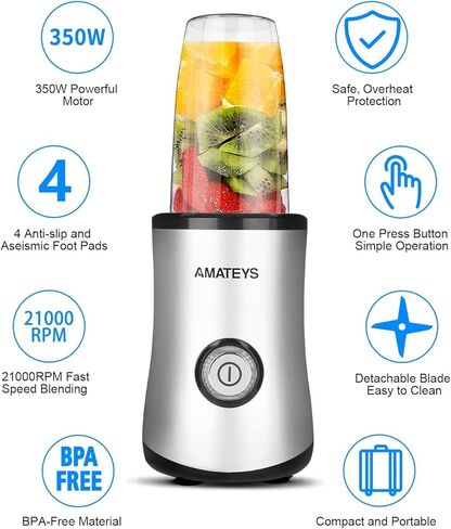 Amateys Handheld Immersion Blender,700W Infinitely Variable Speeds Kitchen Hand Mixer,Multi-function Stainless Steel Stick Electric Smoothie Blender with Detachable Whisk, Milk Frother,for Soup Puree in Kuwait