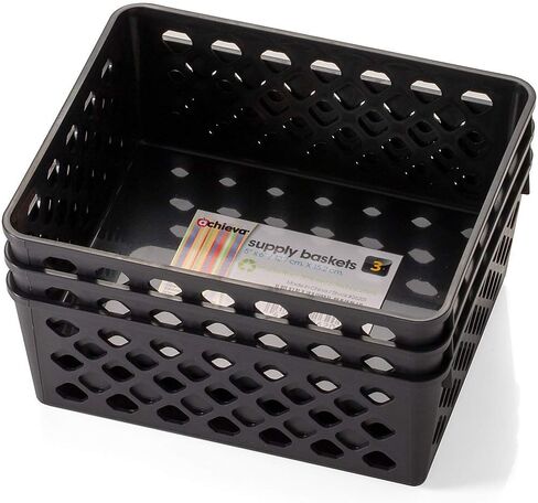 Officemate International Corp. 26201 Supply Basket, Stackable, Medium, 3/PK, Black in Saudi Arabia