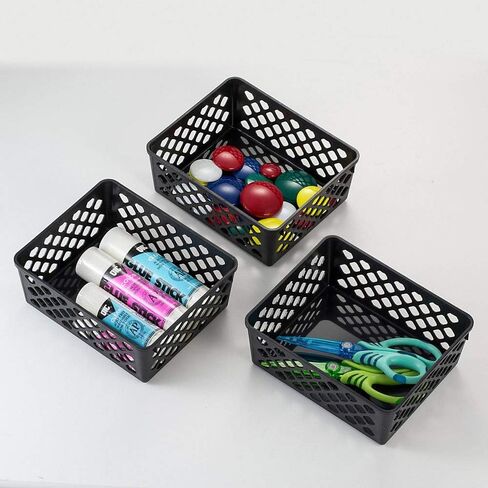 Officemate International Corp. 26201 Supply Basket, Stackable, Medium, 3/PK, Black in Saudi Arabia