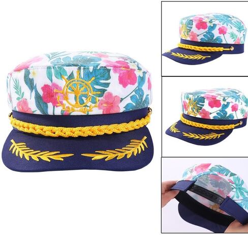 YCHRLSO Captain Hats - Pink Flower Yacht Hat Adjustable Sailor Hat Costume Cap for Men Women in Saudi Arabia