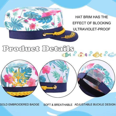 YCHRLSO Captain Hats - Pink Flower Yacht Hat Adjustable Sailor Hat Costume Cap for Men Women in Saudi Arabia