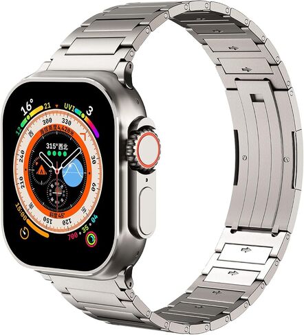 Titanium Band Compatible with Apple Watch Ultra/Ultra 2 49mm 46mm 45mm 44mm 42mm, Lightweight Metal Watch Band for iWatch SE Series 10 9 8 7 6 5 4 3 2 1 Replacement Wristbband for Men in Saudi Arabia