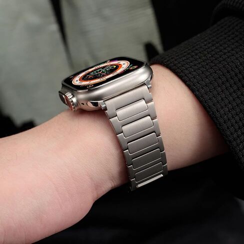 Titanium Band Compatible with Apple Watch Ultra/Ultra 2 49mm 46mm 45mm 44mm 42mm, Lightweight Metal Watch Band for iWatch SE Series 10 9 8 7 6 5 4 3 2 1 Replacement Wristbband for Men in Saudi Arabia