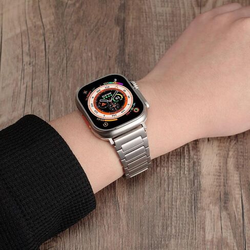 Titanium Band Compatible with Apple Watch Ultra/Ultra 2 49mm 46mm 45mm 44mm 42mm, Lightweight Metal Watch Band for iWatch SE Series 10 9 8 7 6 5 4 3 2 1 Replacement Wristbband for Men in Saudi Arabia