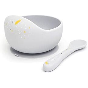 ORIBEL Baby Bowl & Spoon Set|Self Feeding Utensils Set with Suction Bowl and a Spoon| Made with 100% Food Grade Silicone| Easy to Clean| Dishwasher Safe