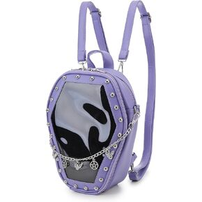 Goth Coffin Women Backpack Halloween Coffin Ita Punk with Inserts Shoulder Bag for Enamel Pins Display(Pins not included)