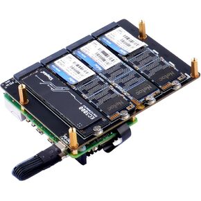GeeekPi N16 Quad M.2 M-Key NVMe SSD HAT for Raspberry Pi 5, Support M.2 NVMe M-Key 2230/2242/2260/2280 SSDs
