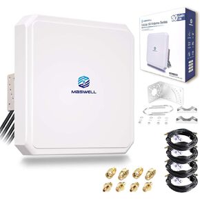 MASWELL Cellular 5G WiFi6E 4X4 MIMO Panel Antenna 4G 3G and GSM Screw Mount High Gain Panel Antenna 600-8000MHz Both TS9 and SMA Male Waterproof RP SMA