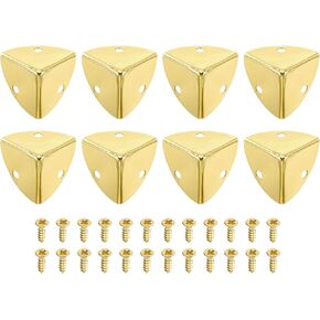 uxcell 20 Pcs Decorative Box Corner Cover, 27mm Metal Edge Guard, Furniture Corner Edges Protector with Screws, Light Gold