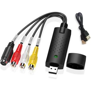 NORMICHIC USB2.0 Video Converter Capture For PC, Laptop, TV DVD VHS DVR Audio Capture Adapter S-Video USB Converter, PAL NTSC USB Recording Capture Converter (Black)