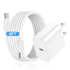iPhone Charger Block, Wall Charging Plug with Long USB C to Lightning Cable Cord 6ft Charger Type C Fast Charging Power Adapter Cube Brick Box for Apple iPhone 14 Pro Max/14 Pro/13/13 Pro/12 Mini/11