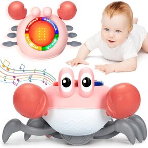 Musical Crawling Crab Baby Toy - Tummy Time Toys for 6-12 Months Boy Girl, Light-up Walking Dancing Moving Crab Toys for 1 Year Old Baby Educational Learning, Crawly Crab Gift for 12-18 Months Infant