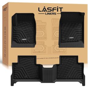 LASFIT Floor Mats for 2015-2022 Chevrolet Chevy Colorado Crew Cab/GMC Canyon Crew Cab, All Weather TPE Car Mats, Custom Fit Floor Liners, 1st & 2nd Row, Black