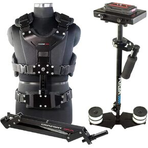Flycam 5000 Handheld Camera Stabilizer with Comfort Arm Vest. Precise Balancing, Smooth & Fatigueless Operations. Quick Shock Absorption, Free Quick Release, Arm Brace & Table Clamp