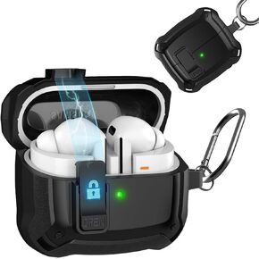 Case Cover Compatible with Samsung Galaxy Buds 3/3 Pro, Secure Lock Protective Case for Men Women - Black
