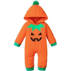 Shalofer Baby Boy Girl Halloween Clothes Infant Halloween Outfit Long Sleeve Hooded Romper