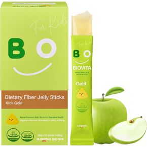 Dietary Fiber Jelly Sticks for Kids (20 Sticks) - 100% Plant-Based Soluble Fiber 4,200mg, Comfortable Bowel Movement & Constipation Relief for Children. Organic Apple Juice, Vegetable Powder.