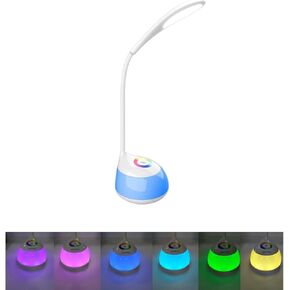 XANSO USB Desk Lamp for Home Office, 3 Brightness Levels and Touch Control RGB Light, Dimmable Bedside Lamp with 2000 mAh Battery, Flexible Gooseneck Table Lamp for Children's Room Bedside and Office