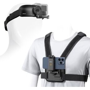 ULANZI Phone Chest Mount + Head Strap Mount for POV Sets Hands Free Phone Holder Support Vertical Shots, Chest and Head Mount Kit for iPhone, GoPro Hero, DJI Osmo Action, Insta360, Smartphones