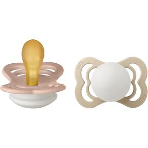 Bibs Supreme Latex Pacifier for 0-6 Months Babies 2-Pieces, Size 1, Blush Night/Vanilla Night in Saudi Arabia