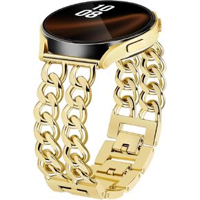 JR.DM Metal Samsung Galaxy Watch 7 6 5 4 FE 40mm 44mm Band 20mm Chain Bracelet Adjustable Women Strap Compatible Samsung Watch Bands 5Pro/Watch 6/4 Classic 42mm 46mm/Active 2