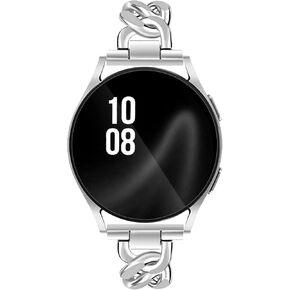 JR.DM معدن Samsung Galaxy Watch 7 6 5 4 FE 40mm 44mm Band 20mm Chain سوار قابل للتعديل للنساء حزام متوافق مع Samsung Watch Bands 5Pro/Watch 6/4 Classic 42mm 46mm/Active 2
