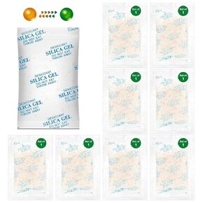 LinsKind 100 Gram [8 Packs] Moisture Absorbers, [Set of 1] Individually Vacuum Silica Gel Packets，Rechargeable & Dual Color Indicating Desiccant Packs for Storage, Silica Packets for Moisture Control