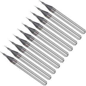 CoCud End Mill CNC Router Bits, 1/8" Shank 1.5mm Cutting 0.3mm Dia, Diamond Film Tungsten Carbide Milling Cutter Right Hand - (Applications: for CNC Drilling Engraving), 10-Pieces
