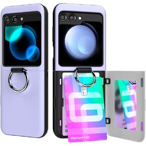 GOOSPERY Door Bumper Compatible with Samsung Galaxy Z Flip 6 Case, Wallet Case, Card Holder, Protective Dual Layer Bumper Phone Case - Purple