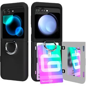 مصد باب GOOSPERY متوافق مع حافظة Samsung Galaxy Z Flip 6، حافظة محفظة، حامل بطاقات، حافظة هاتف واقية مزدوجة الطبقة - أرجواني