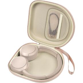 Headphone Case Compatible with Sony WH-CH520 Wireless Headphones Bluetooth On-Ear Headset with Microphone, Over Ear Noise Cancelling Earphone Bag for USB Cable for Work- Black (Box Only) (Beige)