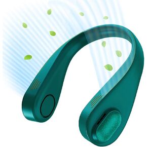 Bladeless Neck Fan - Hands Free Fan, 3000 MAH Leafless Personal Fan, Headphone Design Wearable USB Fan, Rechargeable Neckband Fan, 3 Speeds Hanging Fan for Home Office Travel Outdoor (Green)