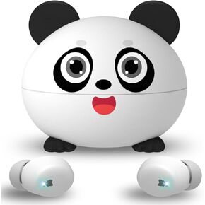 Kids Earbuds, Wireless Bluetooth Girls Boys Headphones with Microphones, 85dB Healthy Volume Control Protect Hearing, Lightweight, Waterproof, 30Hrs Playtime,Earphones for iPad Tablet Computers, Panda