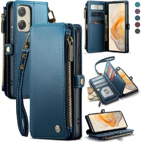 Defencase Compatible with Moto G Stylus 5G 2024 Case, RFID Blocking Wallet Case Compatible for Motorola Moto G Stylus 5G 2024 PU Leather Flip Strap Zipper Card Holder Phone Case for Women, Purple