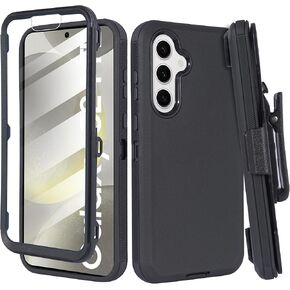 Designed for Samsung Galaxy S24 FE Case with Belt Clip Holster, Built-in Screen Protector, Anti-Drop, Shockproof, with Kickstand, Heavy Duty Protection (Camo Green)