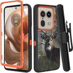 Designed for Motorola Moto Edge 50 Ultra Case with Belt Clip Holster, Anti-Drop, Shockproof, with Kickstand, Heavy Duty Protection 3-Layer Protection (Camo)