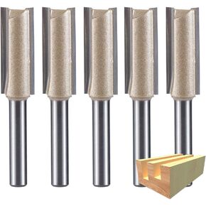 2 Flute Straight 1/4 Shank Milling Cutter 1/4 Cut Dia Tungsten Steel CNC Router Bit for Wood 5PCS