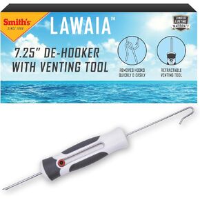 Smith’s 51523– 7.25in De-Hooker + Venting Tool – Stainless Steel Fish Hook Remover – Corrosion Resistant + Saltwater Tool – Ergonomic Handle – Bait Fishing Hook Extractor – Fish + Tackle Accessory